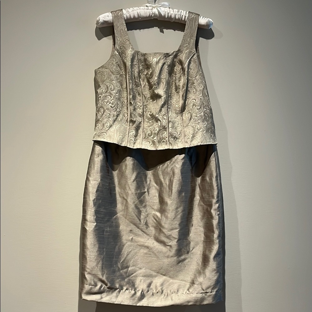 Cachet Elegant Cream Brocade Dress Size 12